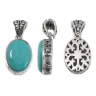 silver turquoise pendant NP7880/STQ ~ FREE SHIPPING ~